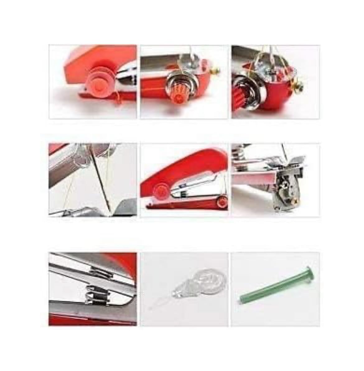 Portable Mini Manual Stapler Style Hand Sewing Machine Craft Clothes Stitch Handheld Cordless Travel Use (Multi Color)