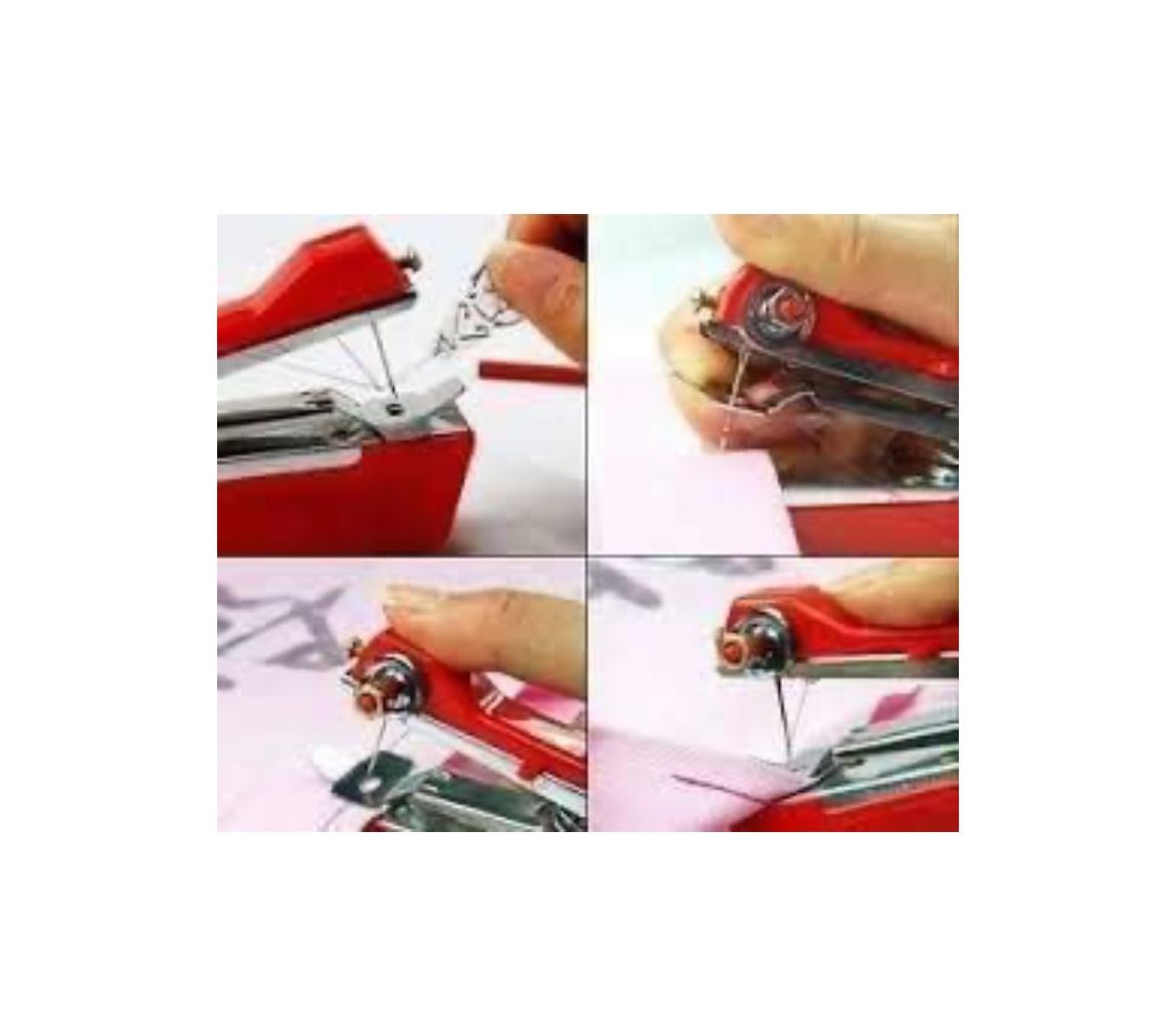 Portable Mini Manual Stapler Style Hand Sewing Machine Craft Clothes Stitch Handheld Cordless Travel Use (Multi Color)
