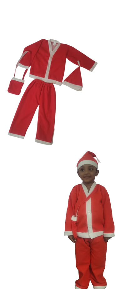 Kids Santa Claus Costume Dress, 4-6 Years, Shirt, Pant, Cap, Bag