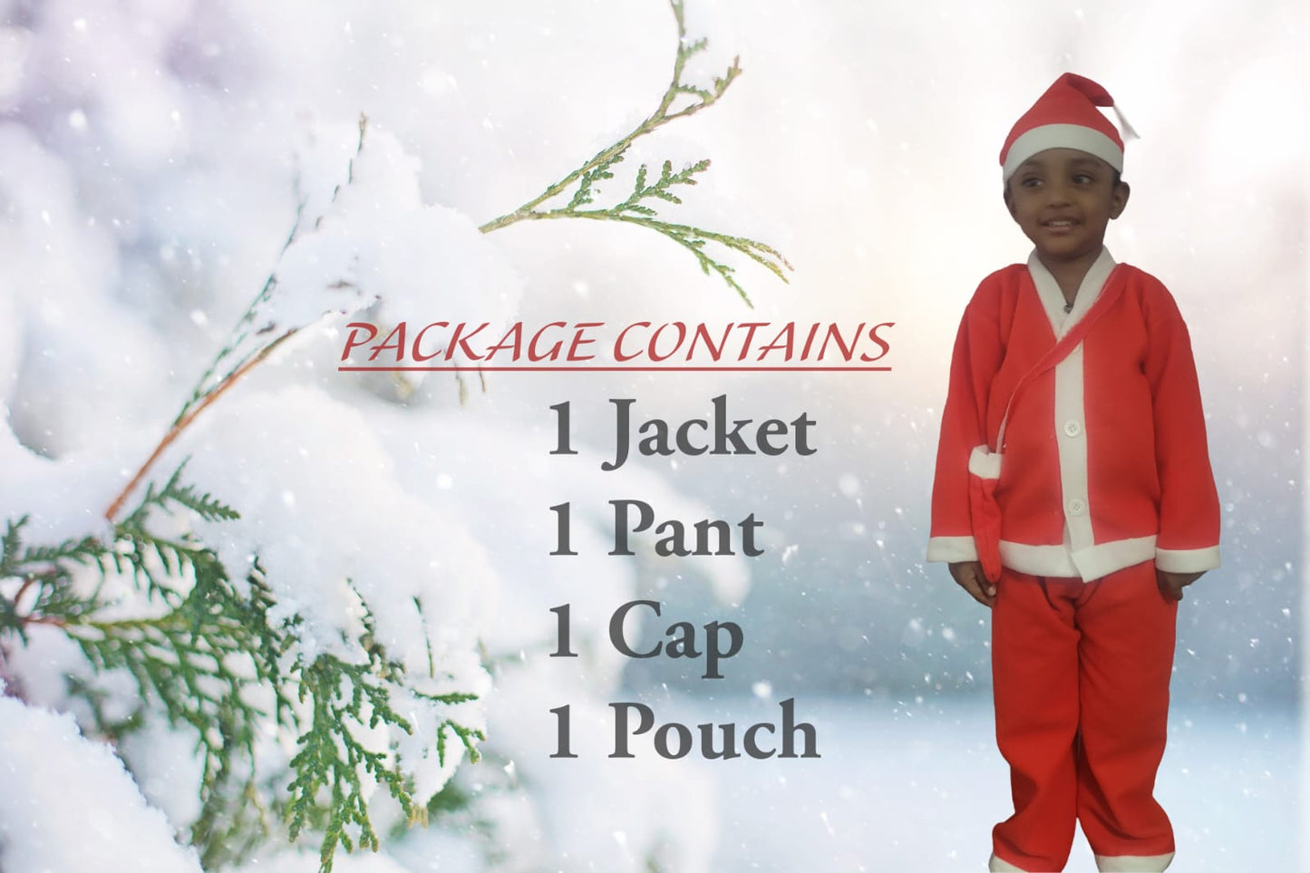 Kids Santa Claus Costume Dress, 4-6 Years, Shirt, Pant, Cap, Bag